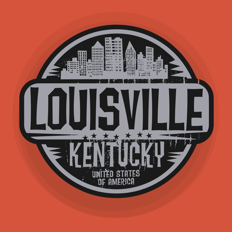 Stamp or label with name of Louisville, Kentucky, vector illustration