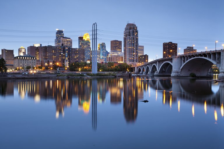 Image of Minneapolis downtown at twilight.