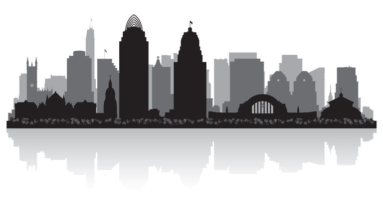 Cincinnati Ohio city skyline vector silhouette illustration