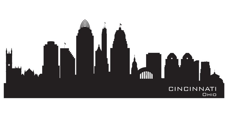 Cincinnati Ohio skyline Detailed vector silhouette