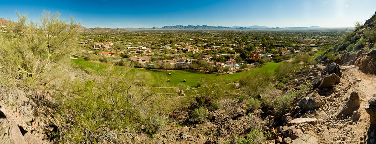 Panoramic of Scottsdale, Paradise Valley, Phoenix, and Mesa Arizona Taken from Camelback Mountain